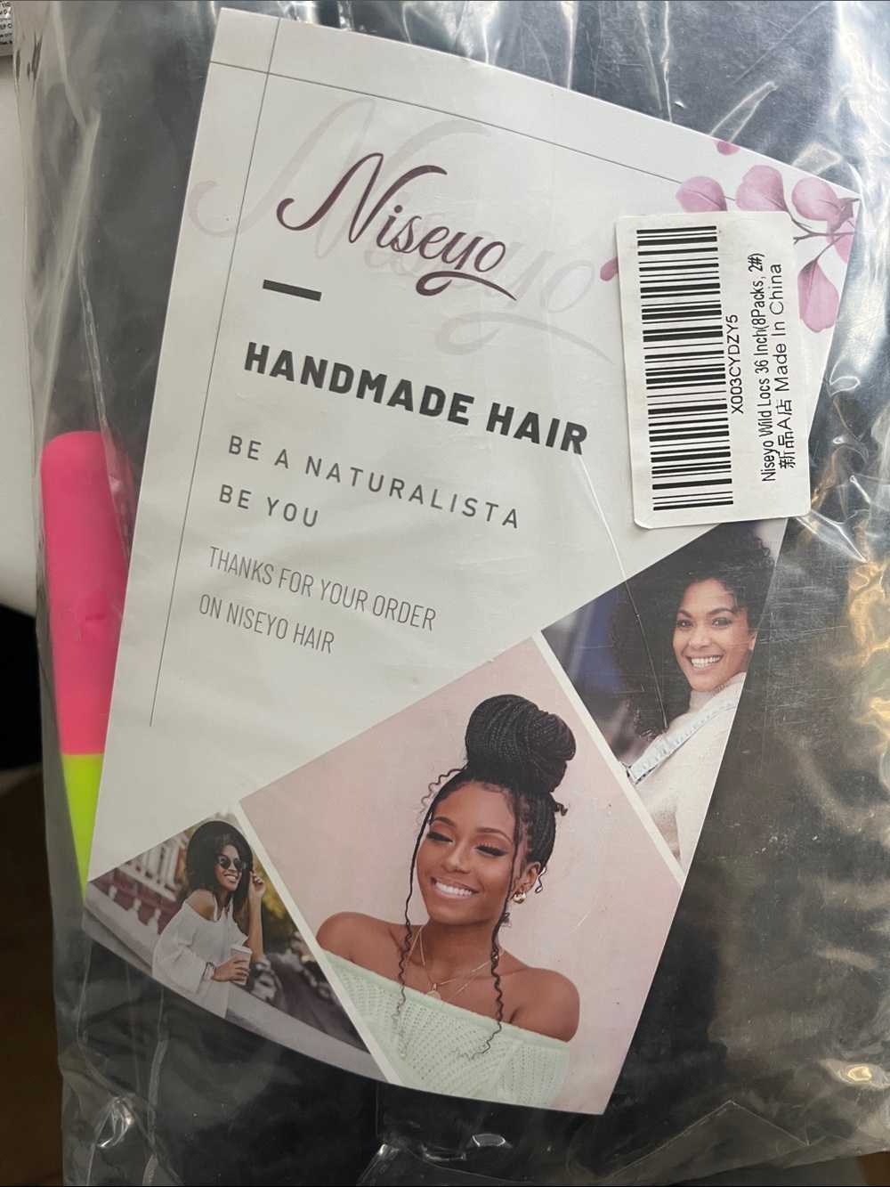 Handmade Hair - Black Braided Hair Extension Locs 36” 8 packs in each pack.